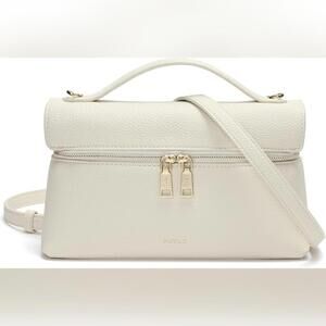 NEW Keyli Top Handle Designer Crossbody Shoulder Leather Bag Purse, Cream